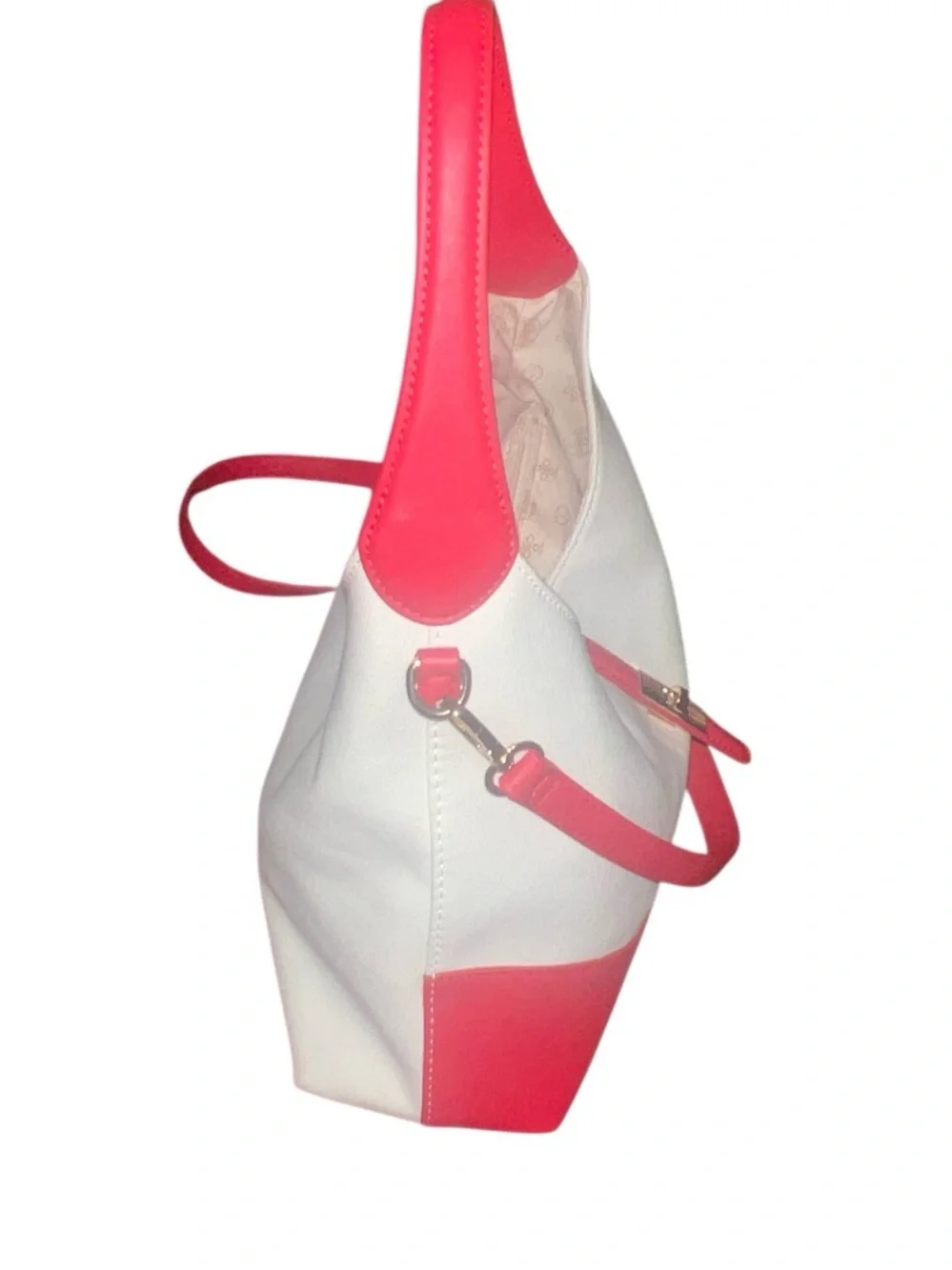 Crossi Cream and Pink Two-Tone Leather Hobo with Detachable Strap